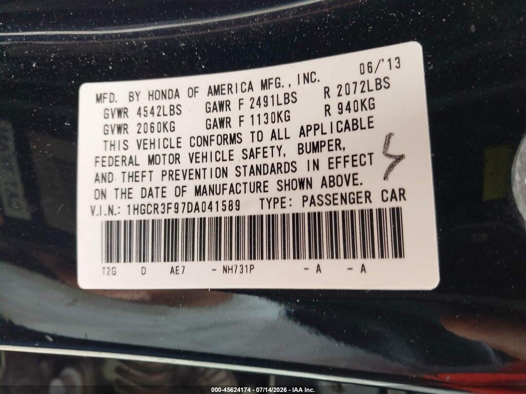 1HGCR3F97DA041589 2013 HONDA ACCORD photo no. 9