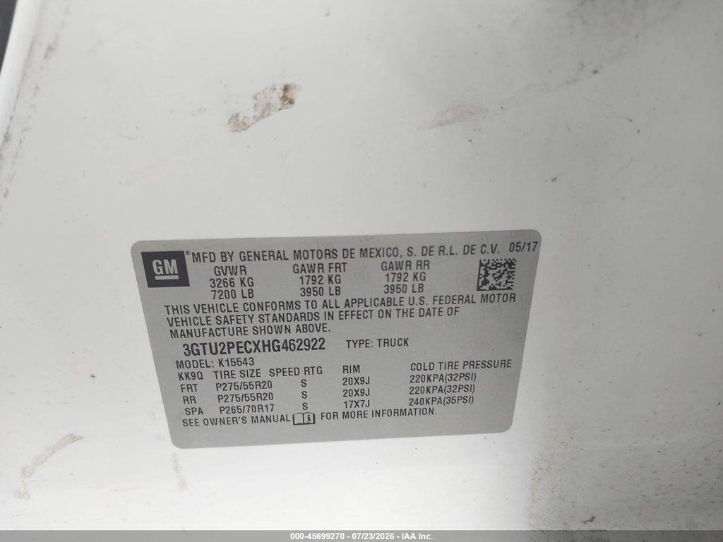 3GTU2PECXHG462922 2017 GMC SIERRA 1500 photo no. 9