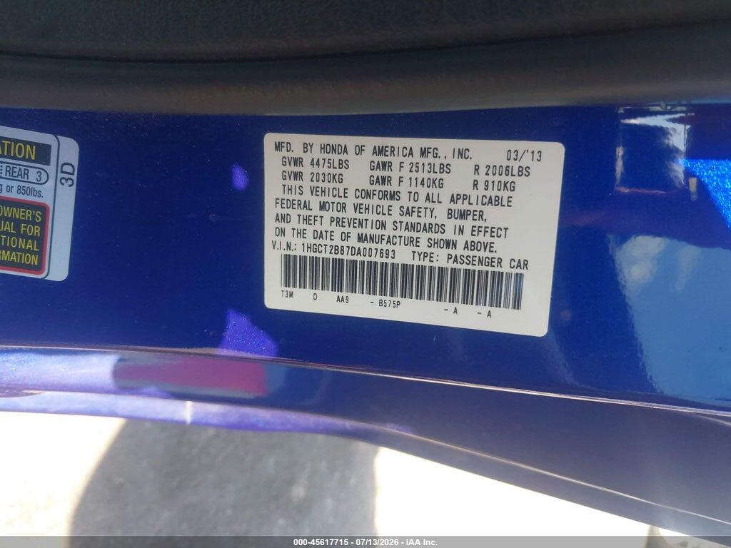 1HGCT2B87DA007693 2013 HONDA ACCORD photo no. 9