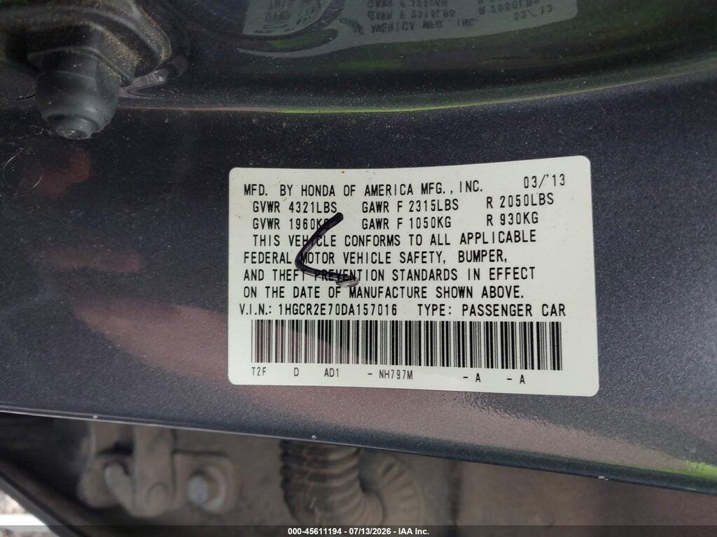 1HGCR2E70DA157016 2013 HONDA ACCORD photo no. 9