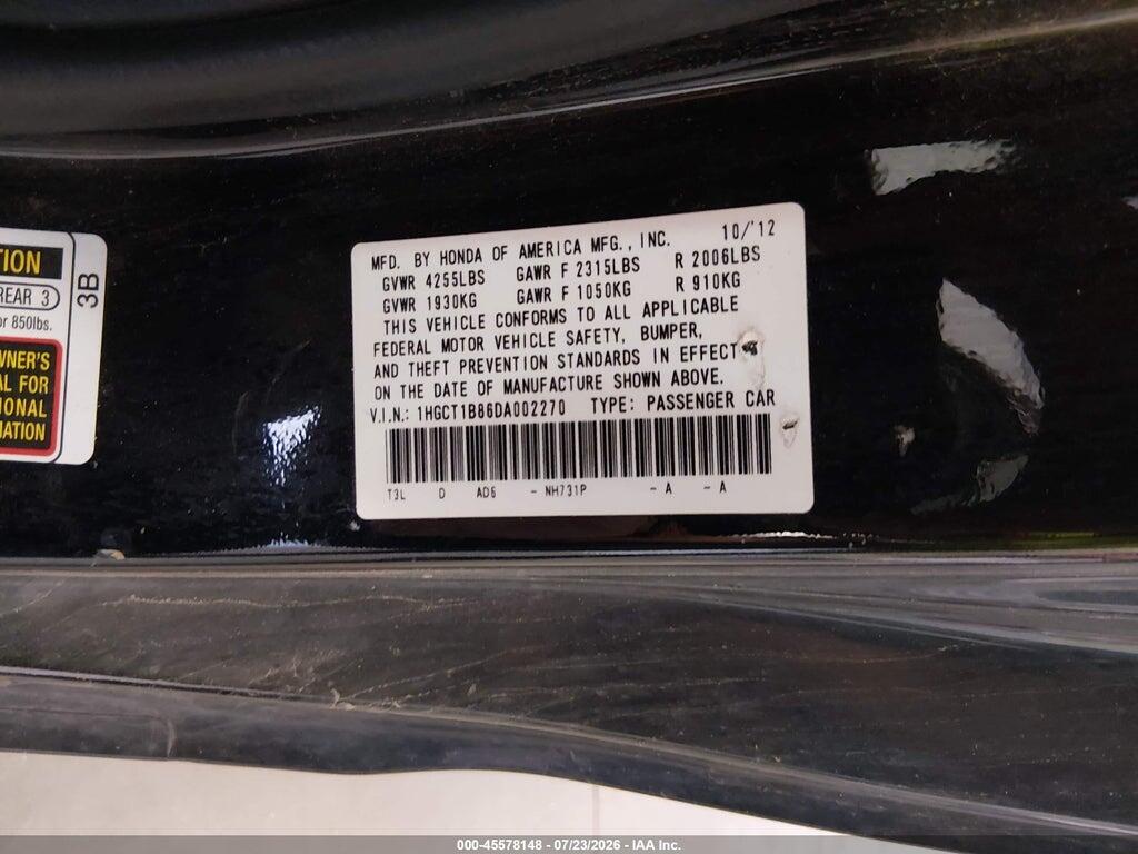 1HGCT1B86DA002270 2013 HONDA ACCORD photo no. 9