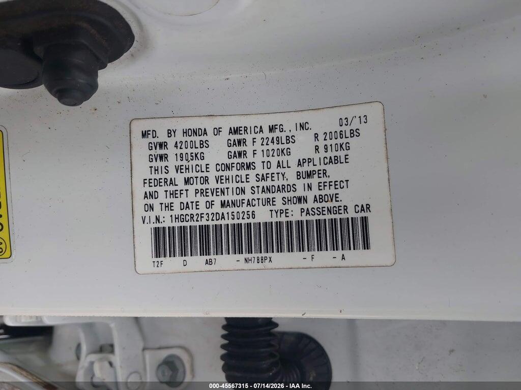 1HGCR2F32DA150256 2013 HONDA ACCORD photo no. 9