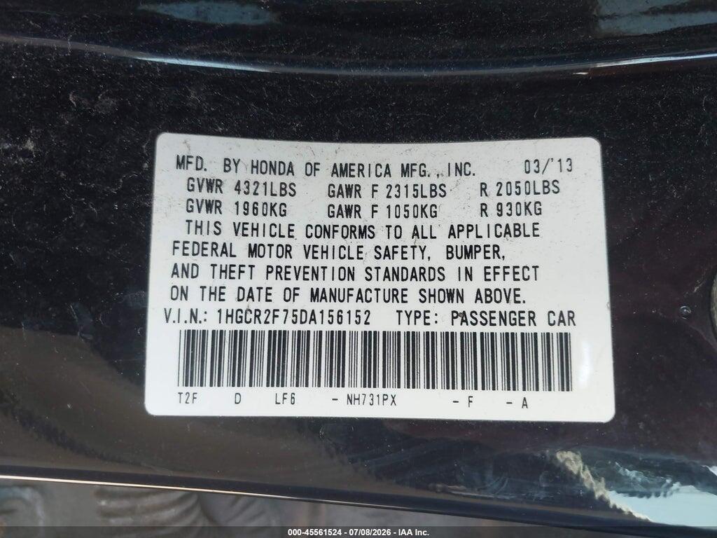 1HGCR2F75DA156152 2013 HONDA ACCORD photo no. 9