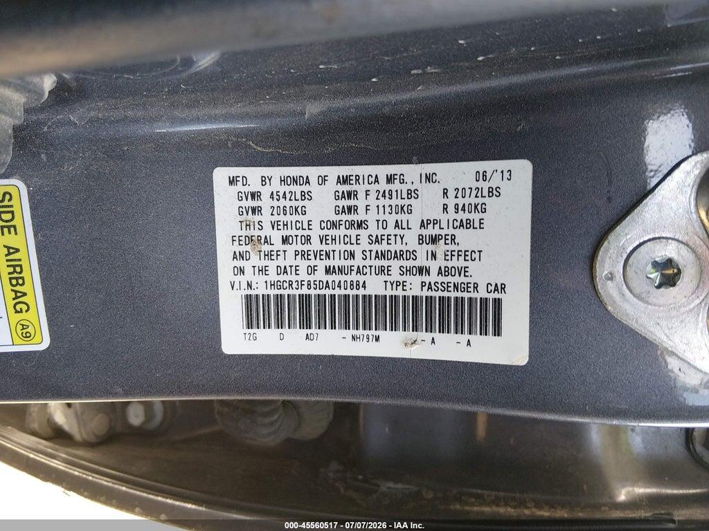 1HGCR3F85DA040884 2013 HONDA ACCORD photo no. 9