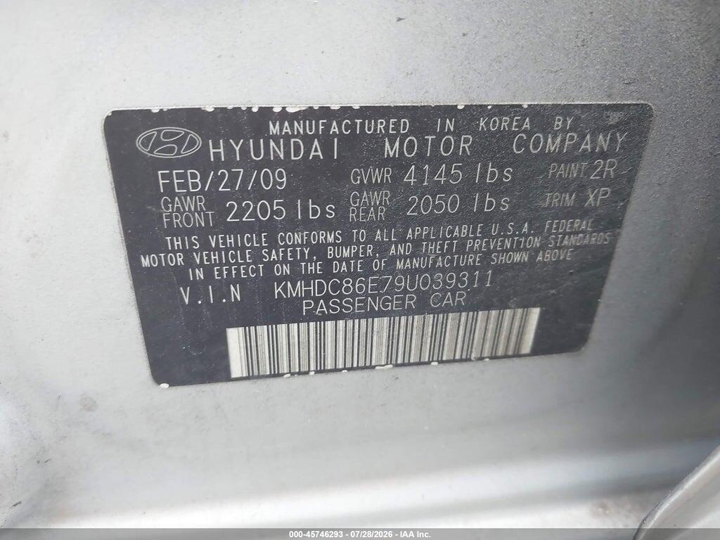 KMHDC86E79U039311 2009 HYUNDAI ELANTRA TOURING photo no. 9