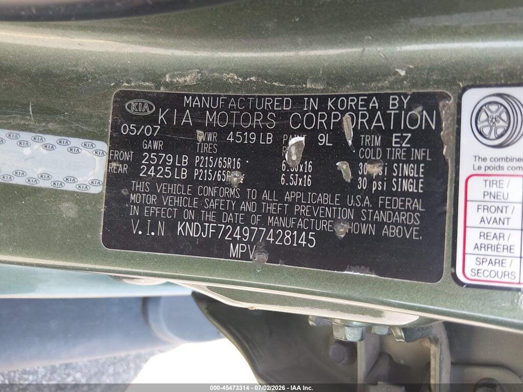 KNDJF724977428145 2007 KIA SPORTAGE photo no. 9