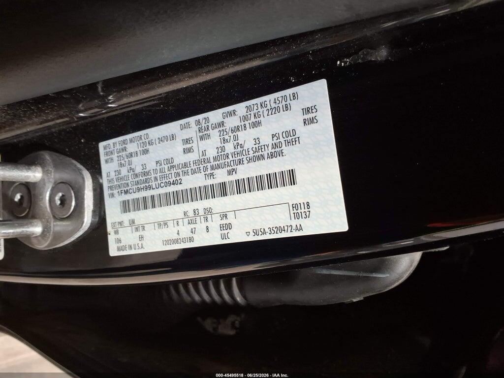 1FMCU9H99LUC09402 2020 FORD ESCAPE photo no. 9
