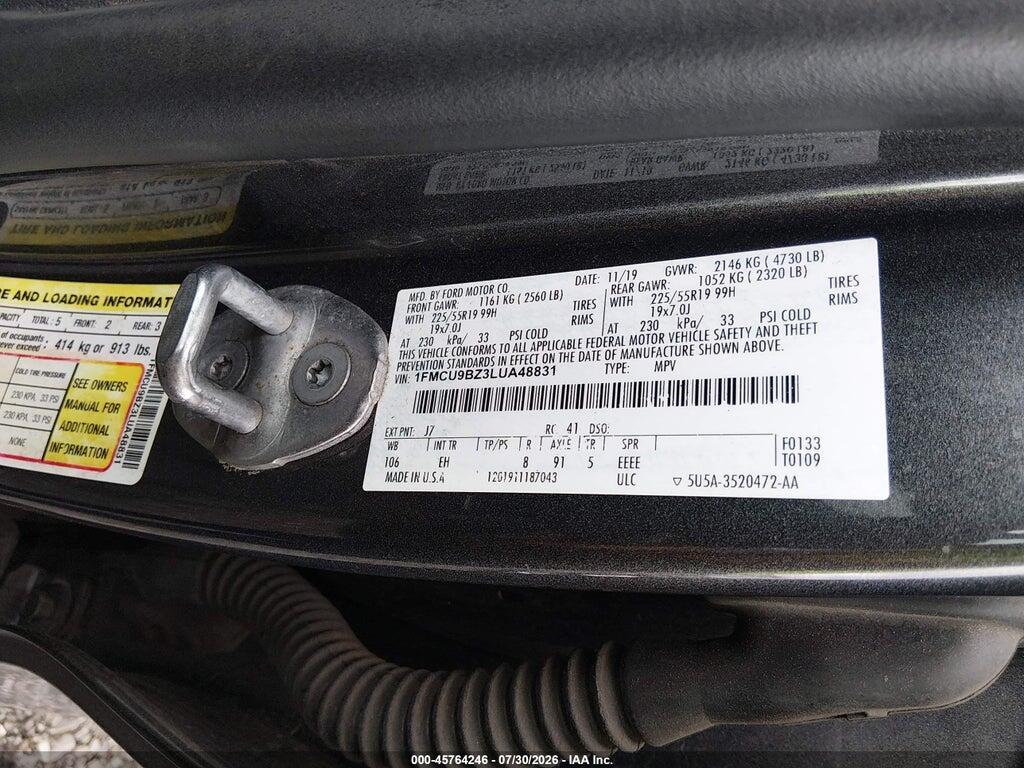 1FMCU9BZ3LUA48831 2020 FORD ESCAPE photo no. 9