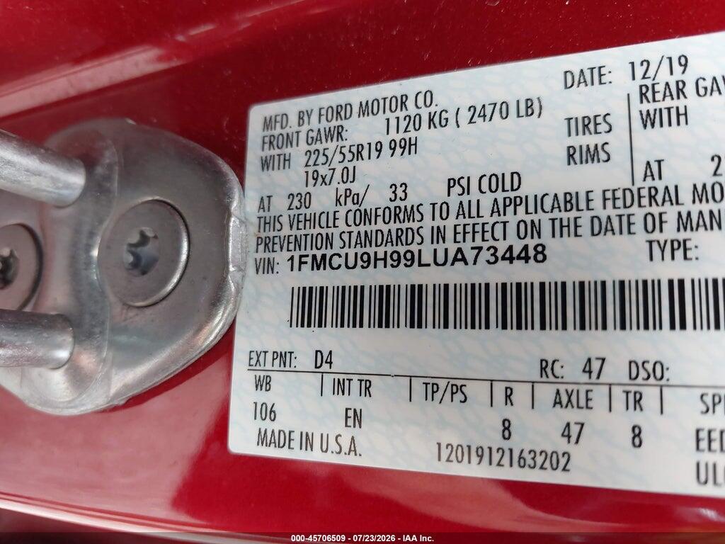 1FMCU9H99LUA73448 2020 FORD ESCAPE photo no. 9