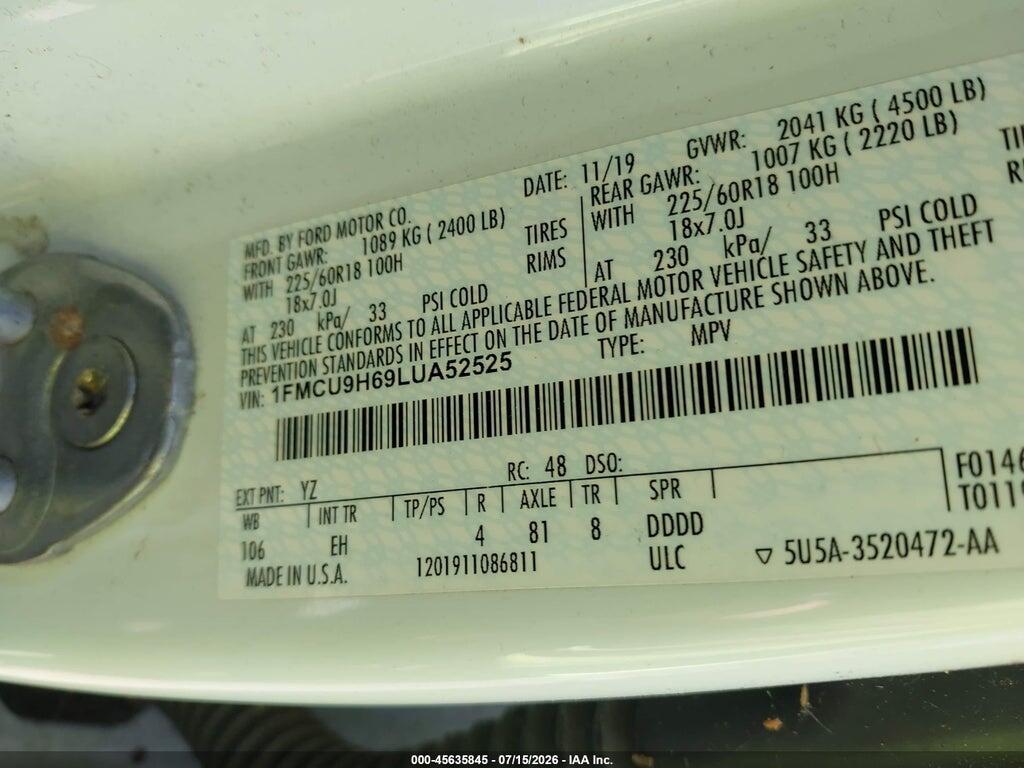 1FMCU9H69LUA52525 2020 FORD ESCAPE photo no. 9