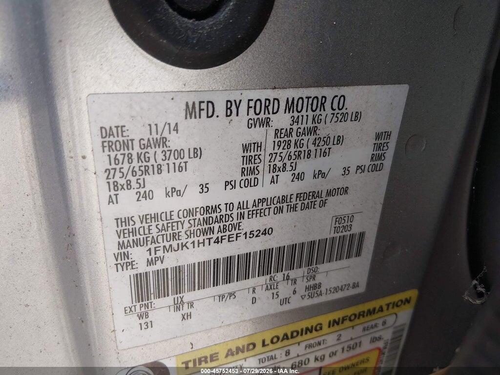 1FMJK1HT4FEF15240 2015 FORD EXPEDITION EL photo no. 9