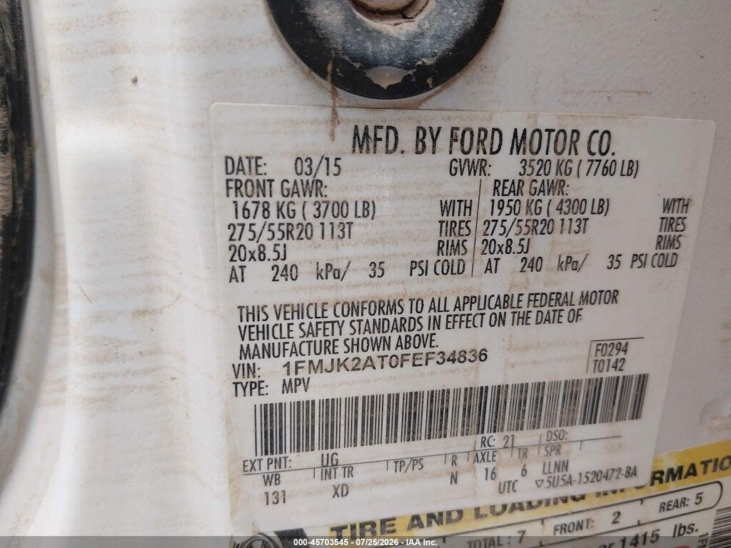 1FMJK2AT0FEF34836 2015 FORD EXPEDITION EL photo no. 9