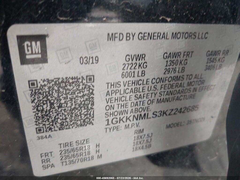 1GKKNMLS3KZ242685 2019 GMC ACADIA photo no. 9