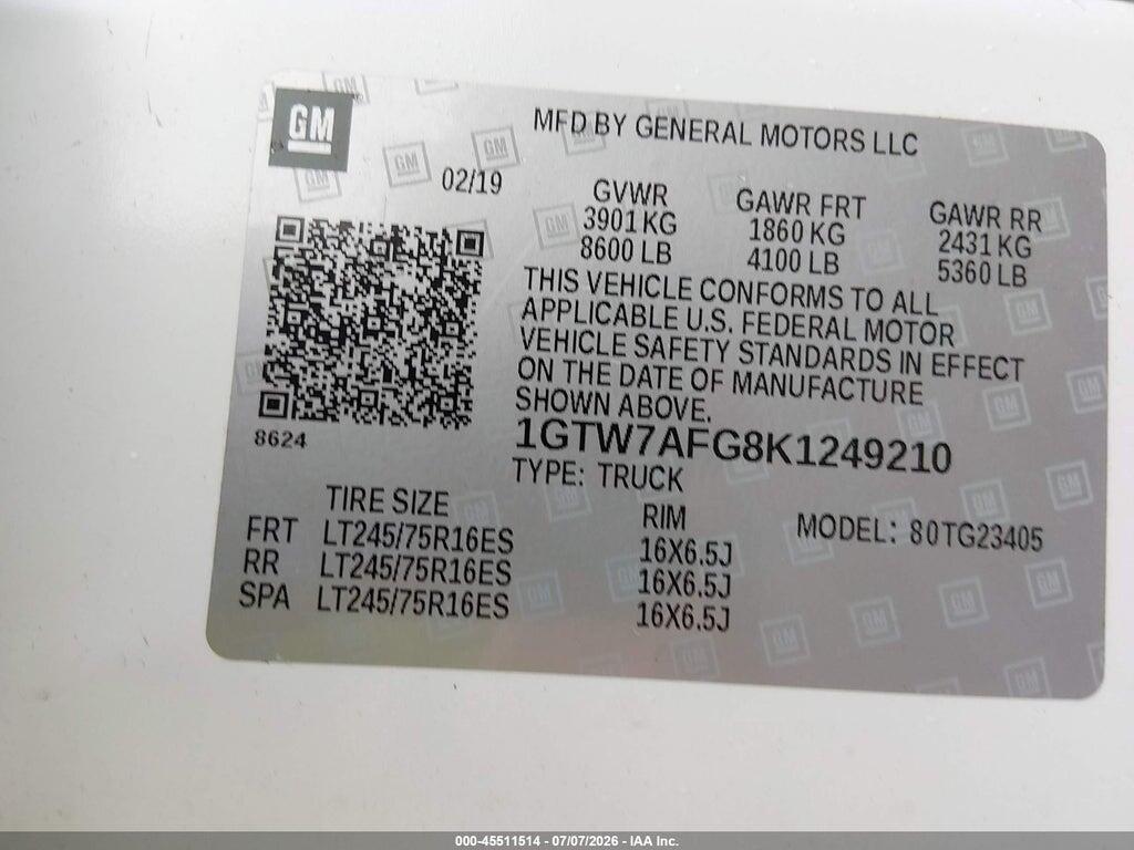 1GTW7AFG8K1249210 2019 GMC SAVANA 2500 photo no. 9