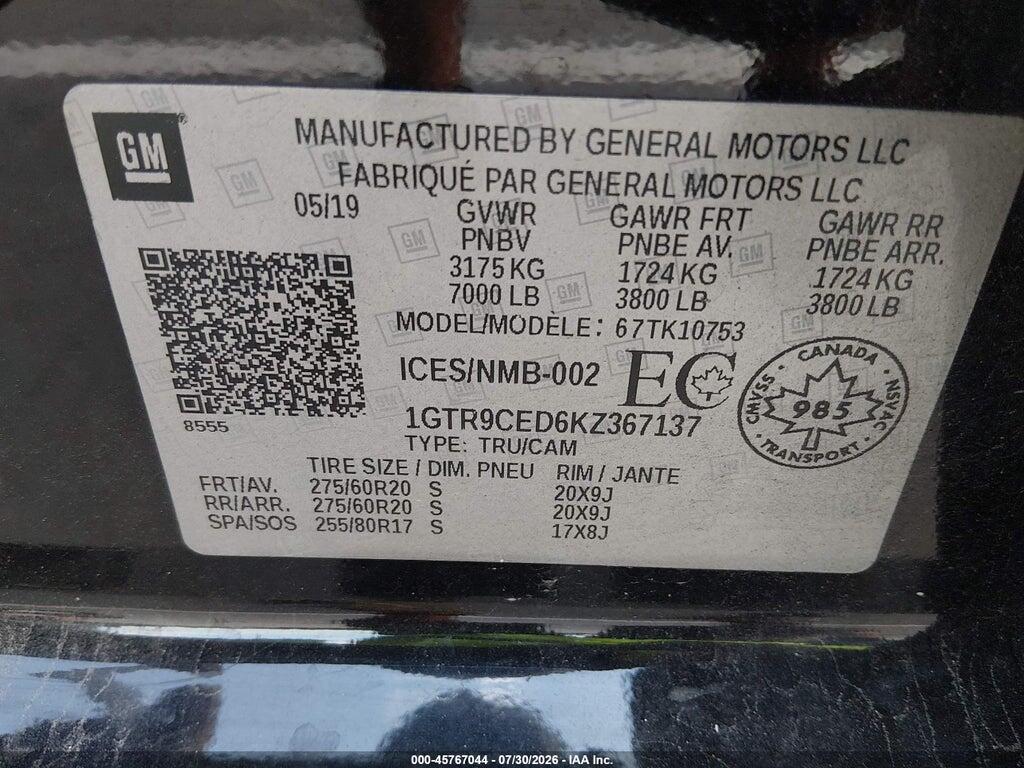 1GTR9CED6KZ367137 2019 GMC SIERRA 1500 photo no. 9