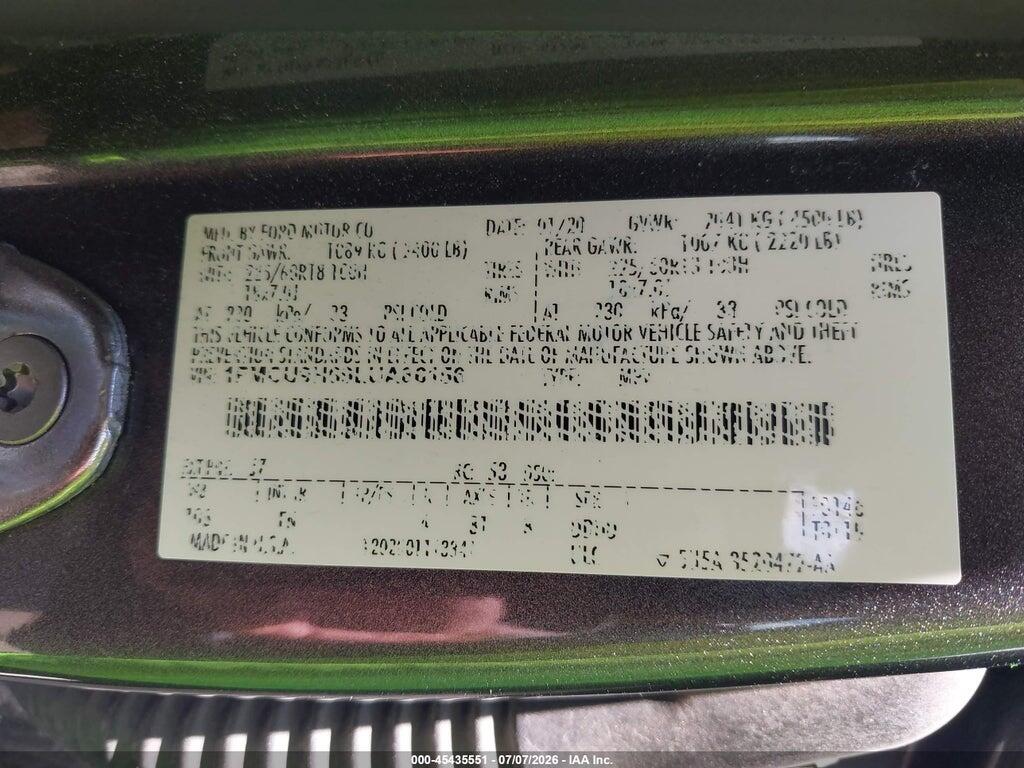 1FMCU9H69LUA86156 2020 FORD ESCAPE photo no. 9