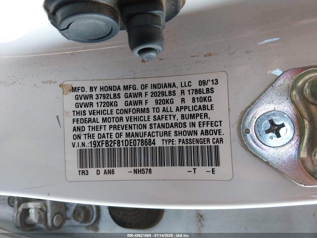 19XFB2F81DE078684 2013 HONDA CIVIC photo no. 9