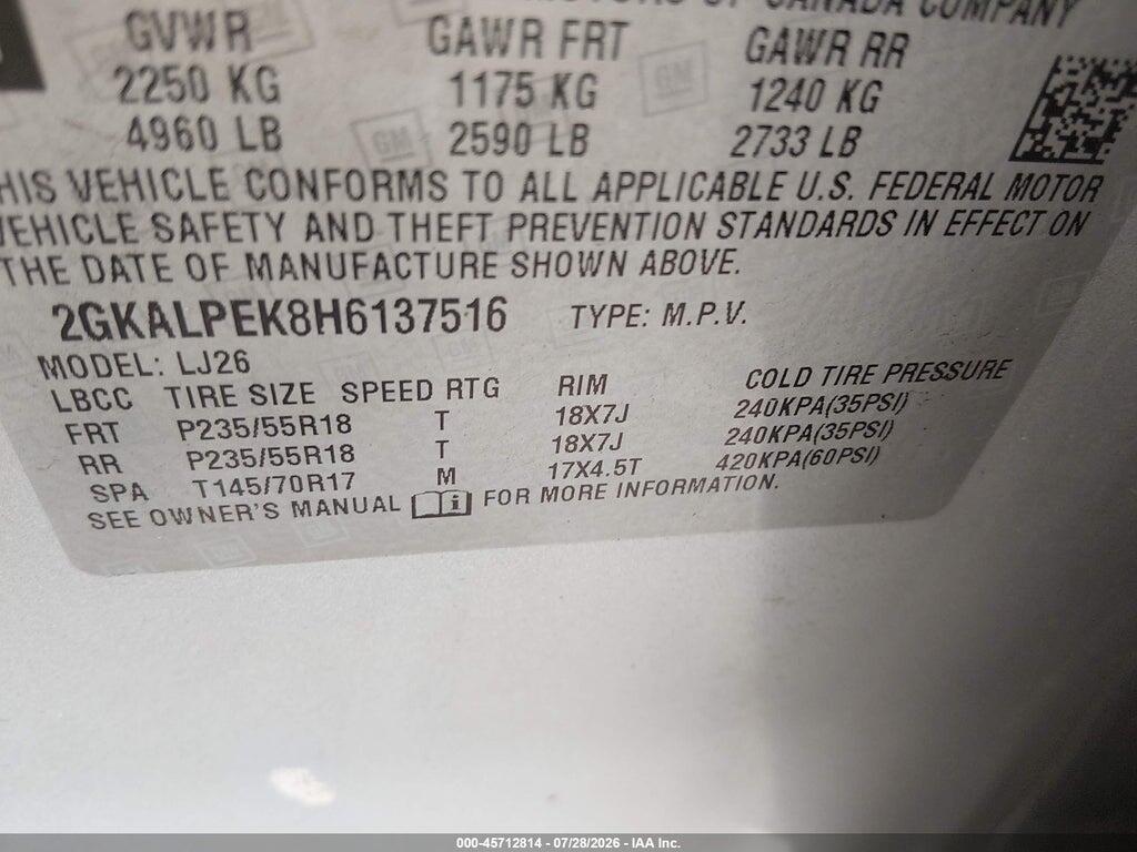 2GKALPEK8H6137516 2017 GMC TERRAIN photo no. 9
