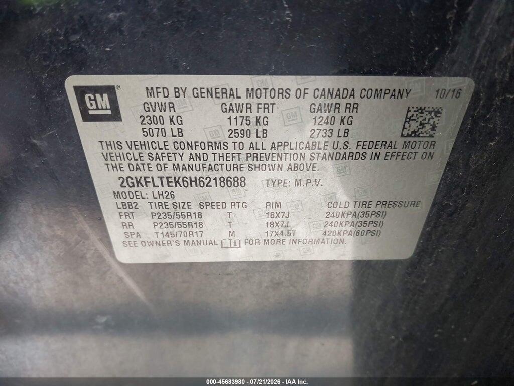 2GKFLTEK6H6218688 2017 GMC TERRAIN photo no. 9