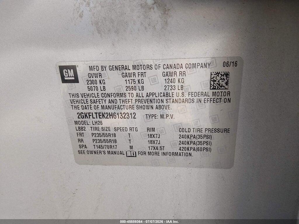 2GKFLTEK2H6132312 2017 GMC TERRAIN photo no. 9