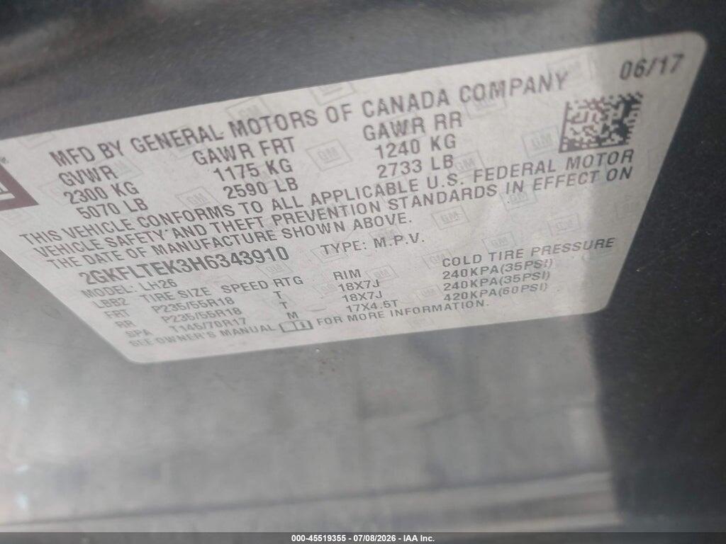 2GKFLTEK3H6343910 2017 GMC TERRAIN photo no. 9