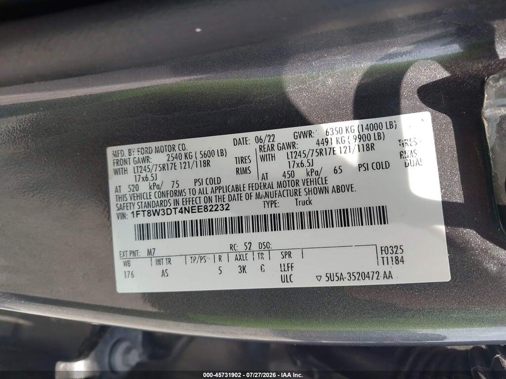 1FT8W3DT4NEE82232 2022 FORD F-350 photo no. 9