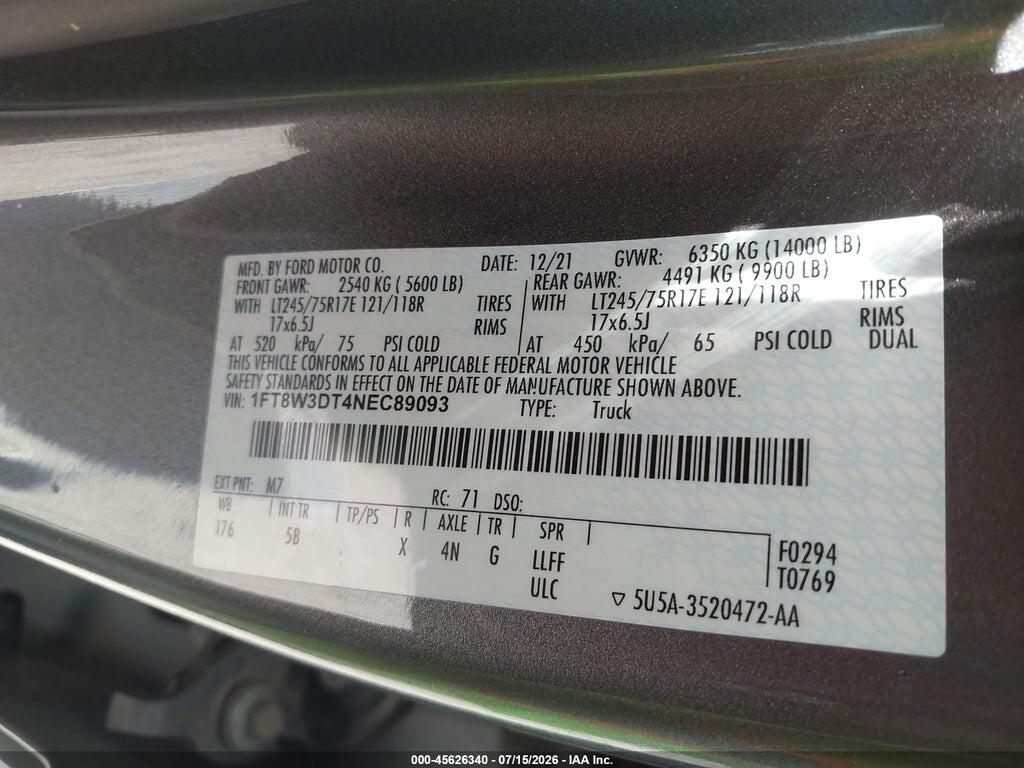 1FT8W3DT4NEC89093 2022 FORD F-350 photo no. 9