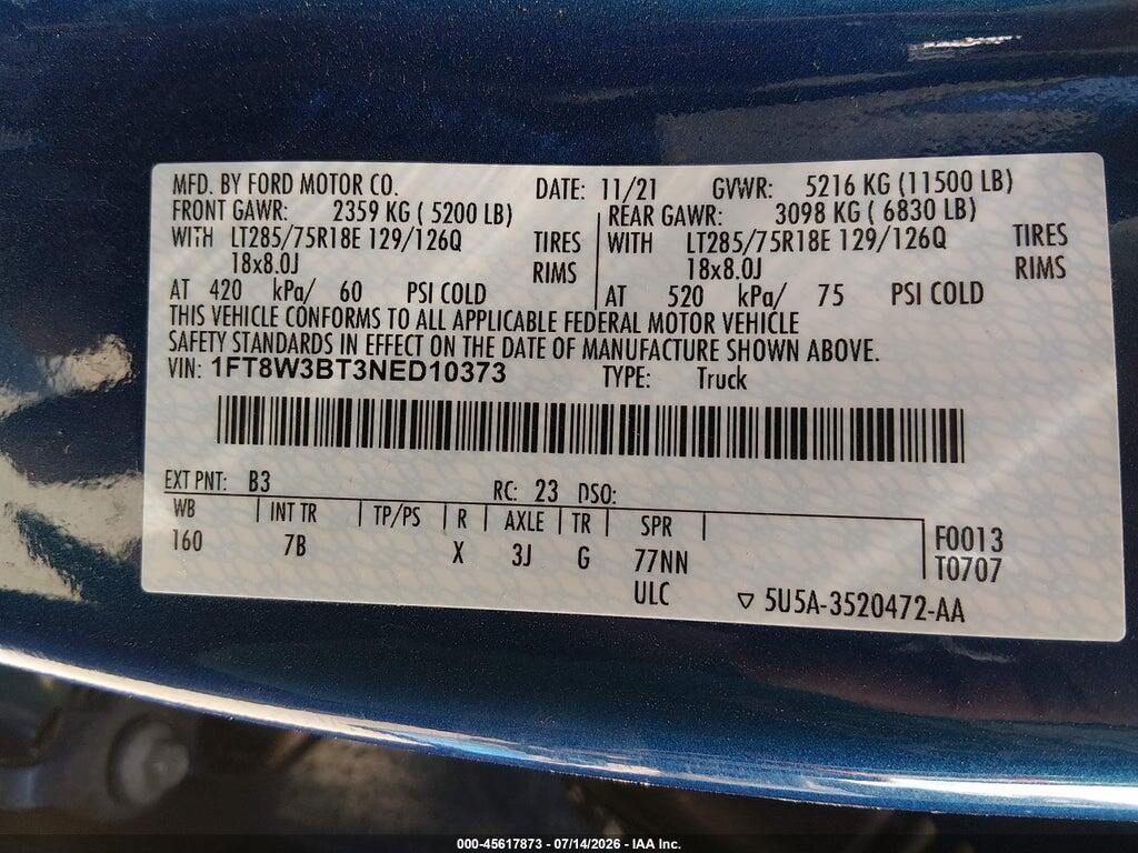 1FT8W3BT3NED10373 2022 FORD F-350 photo no. 8