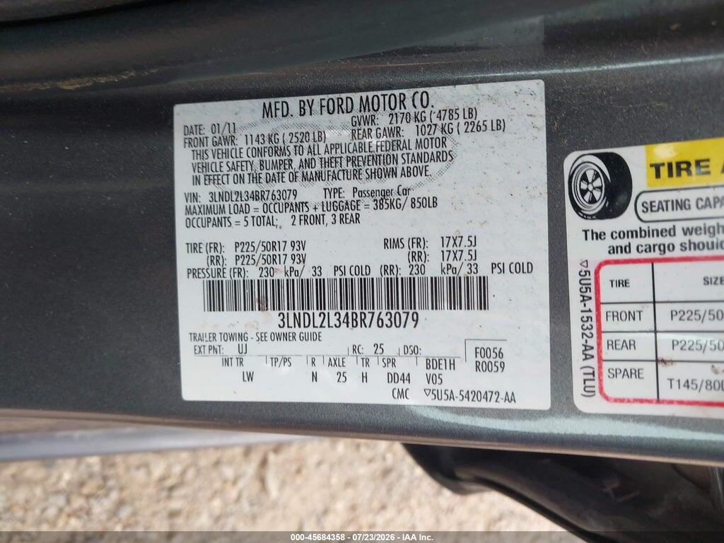 3LNDL2L34BR763079 2011 LINCOLN MKZ HYBRID photo no. 9