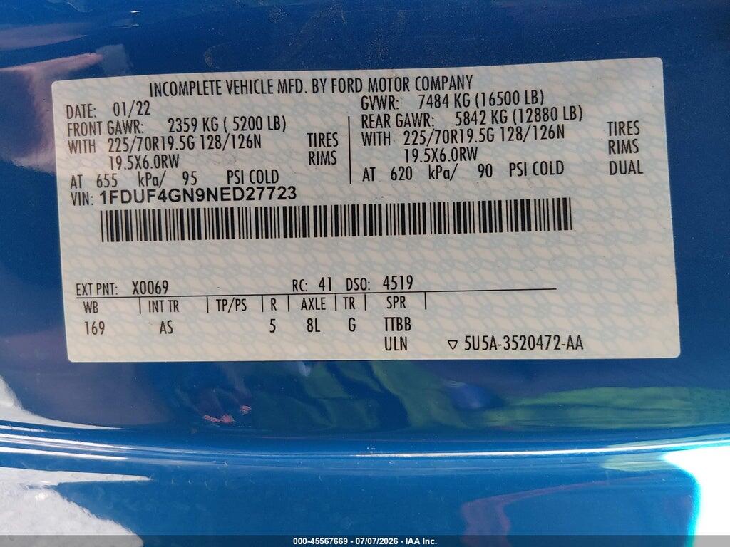 1FDUF4GN9NED27723 2022 FORD F-450 CHASSIS photo no. 8