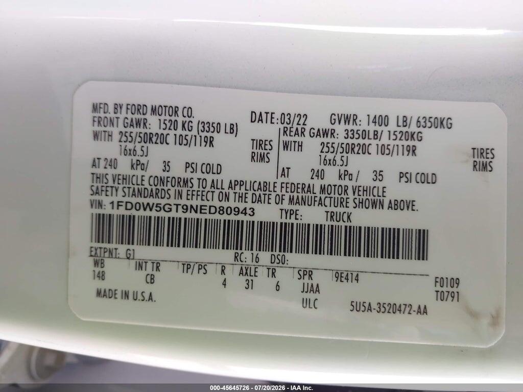 1FD0W5GTXNED46770 2022 FORD F-550 CHASSIS photo no. 8