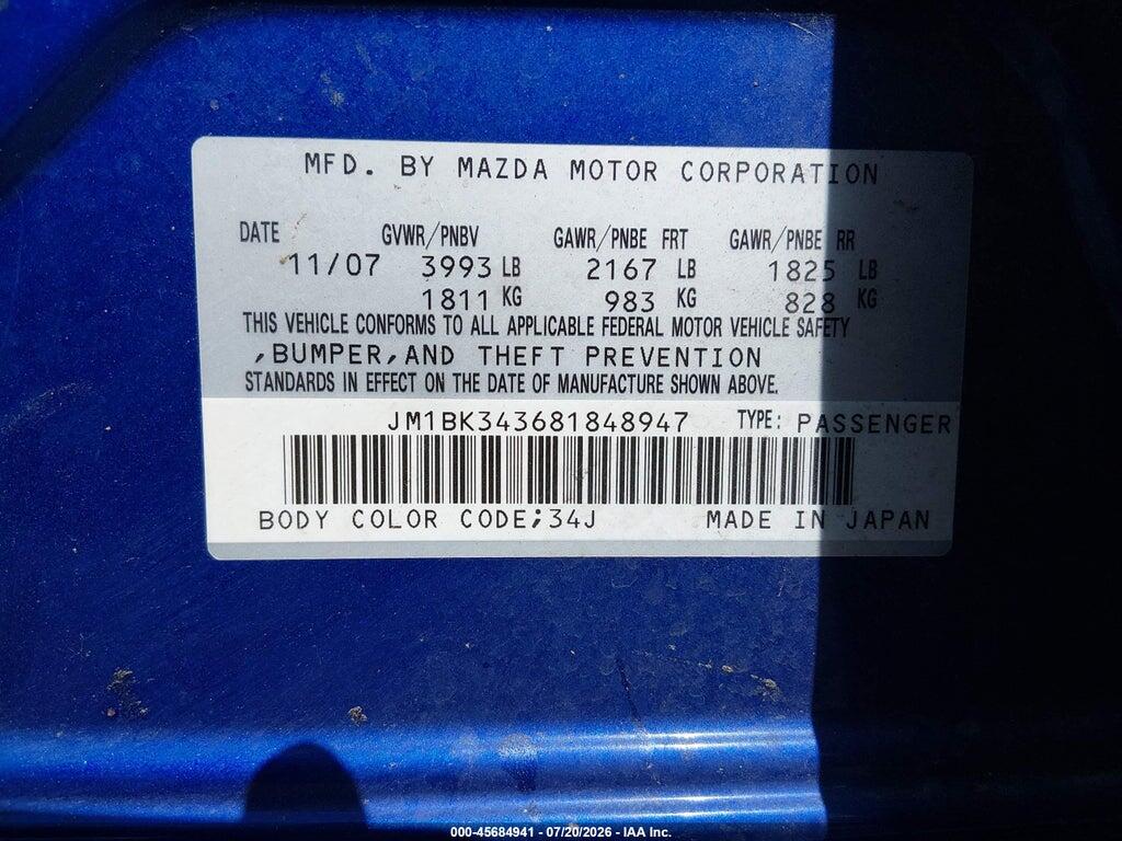 JM1BK343681848947 2008 MAZDA MAZDA3 photo no. 9