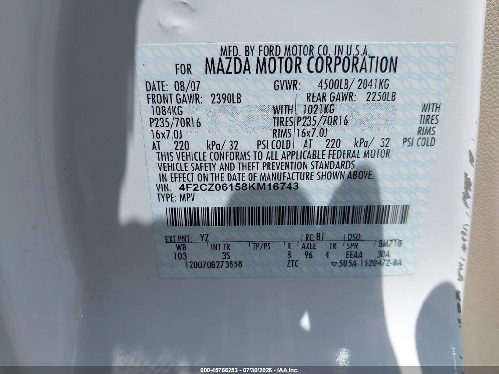4F2CZ06158KM16743 2008 MAZDA TRIBUTE photo no. 9