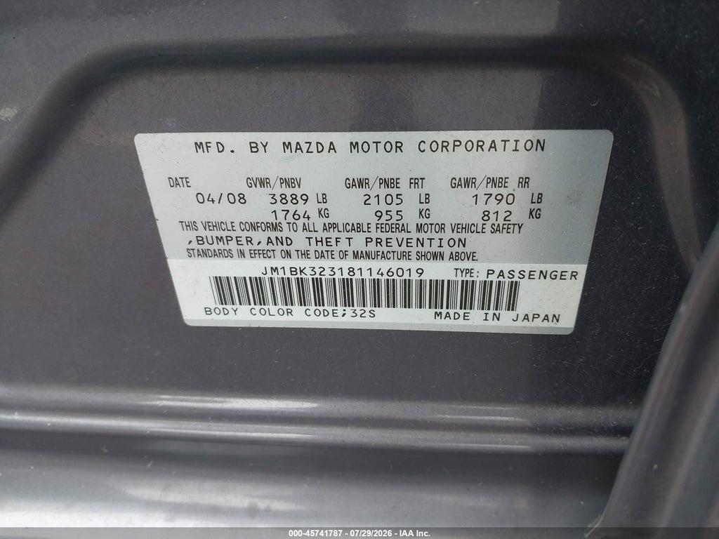 JM1BK323181146019 2008 MAZDA MAZDA3 photo no. 9