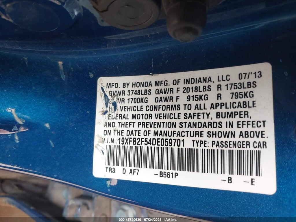19XFB2F54DE059701 2013 HONDA CIVIC photo no. 9