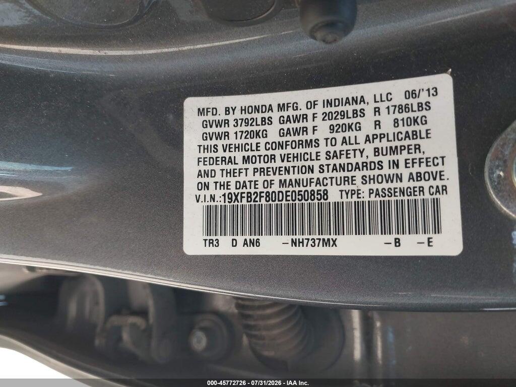 19XFB2F80DE050858 2013 HONDA CIVIC photo no. 9
