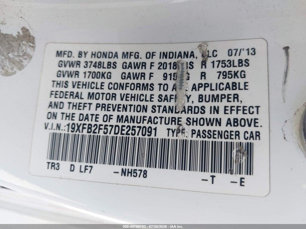 19XFB2F57DE257091 2013 HONDA CIVIC photo no. 9
