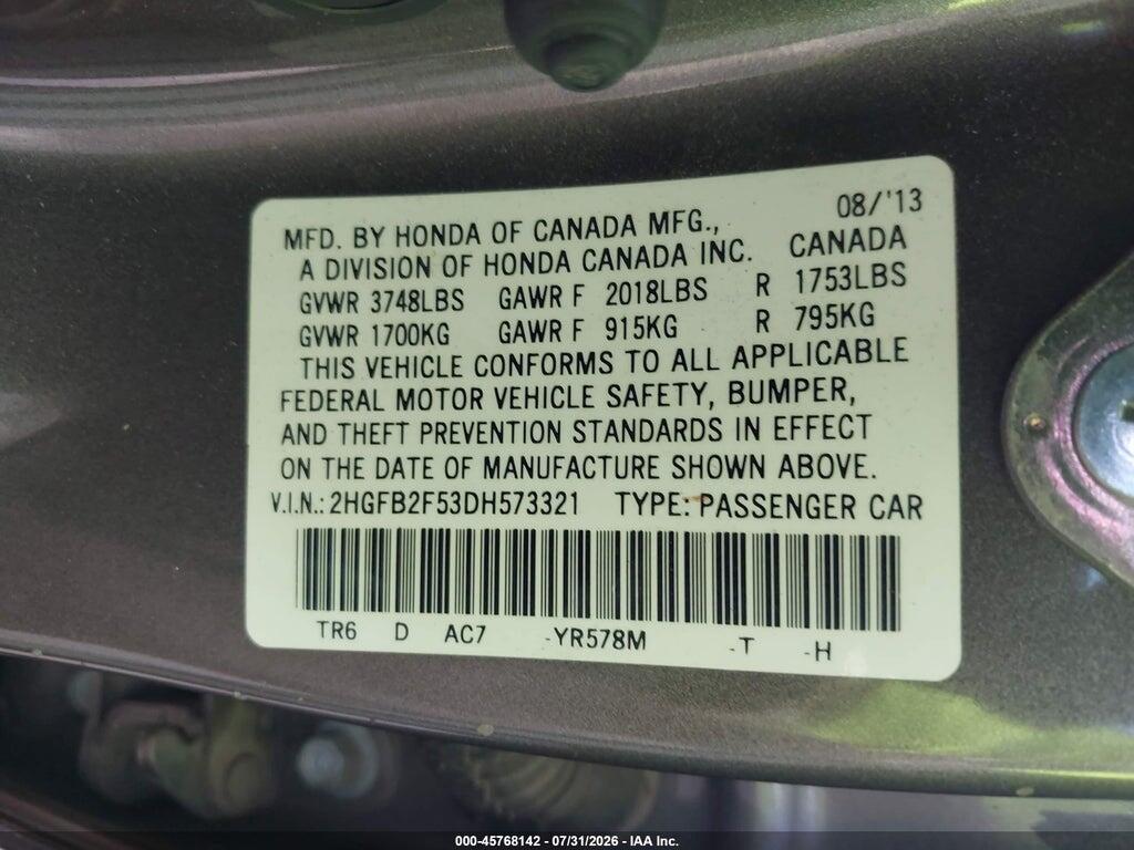 2HGFB2F53DH573321 2013 HONDA CIVIC photo no. 9