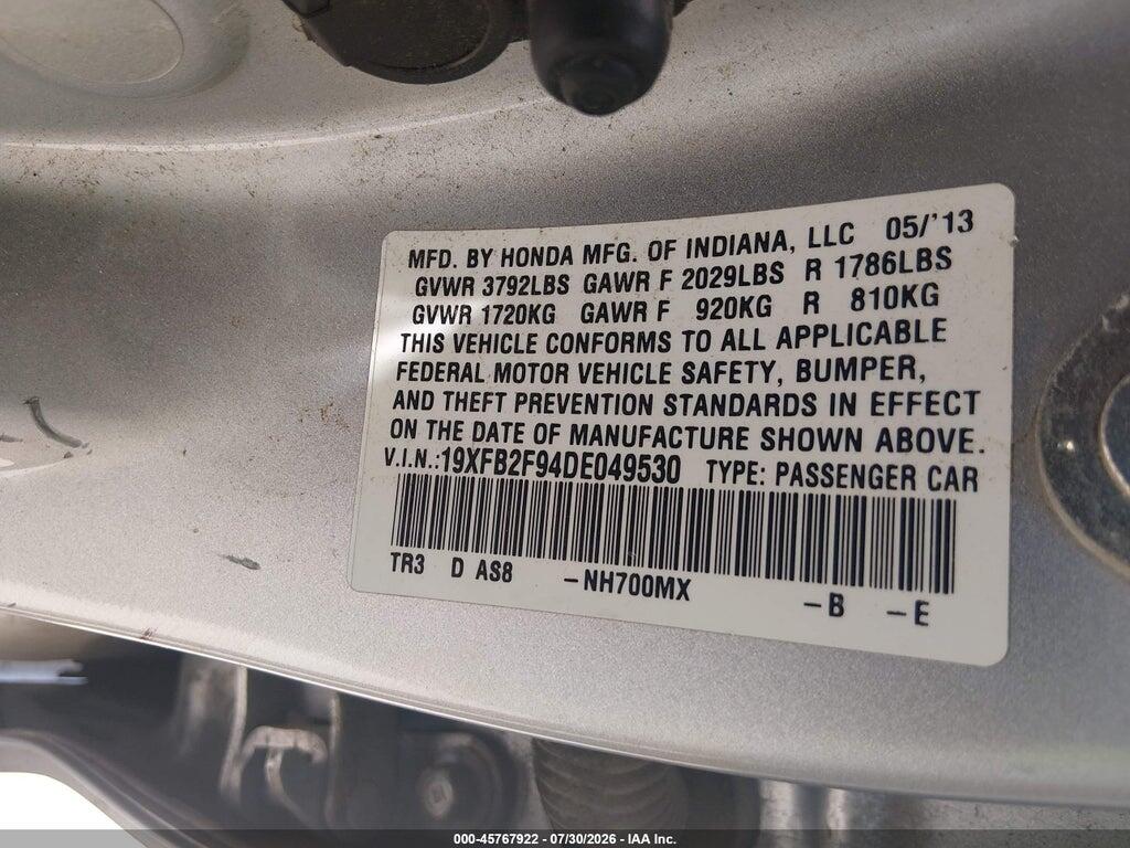 19XFB2F94DE049530 2013 HONDA CIVIC photo no. 9