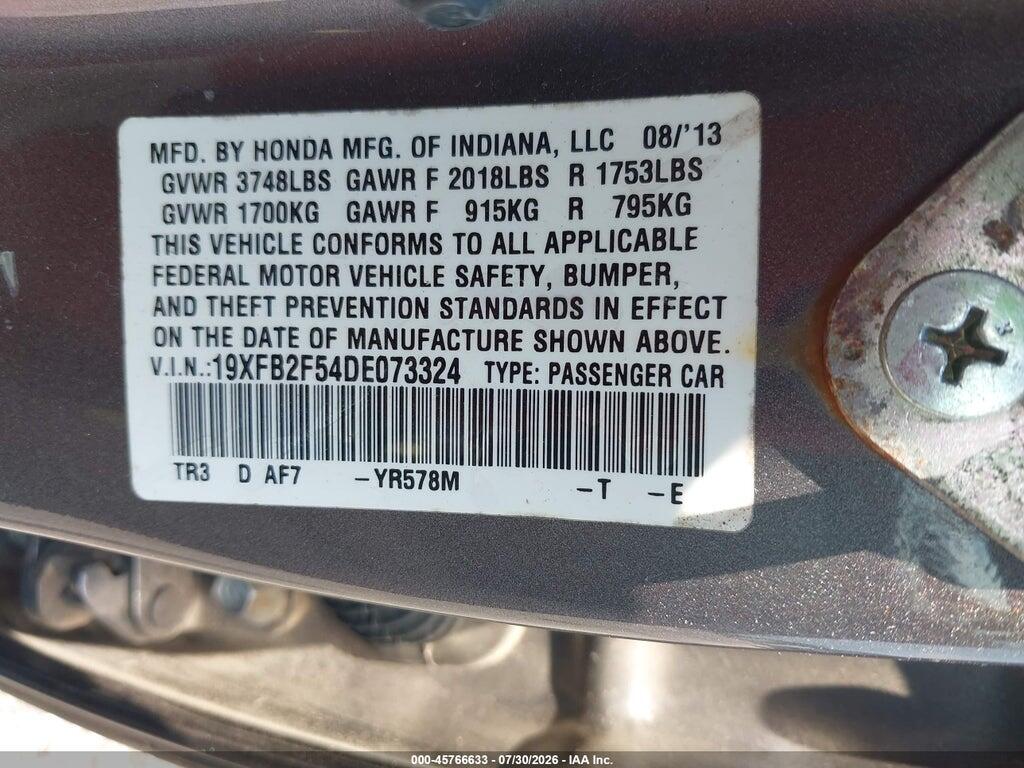 19XFB2F54DE073324 2013 HONDA CIVIC photo no. 9