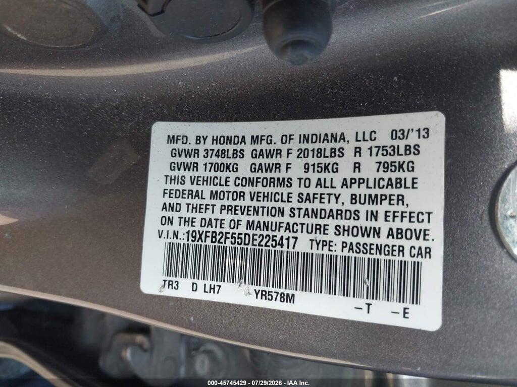 19XFB2F55DE225417 2013 HONDA CIVIC photo no. 9