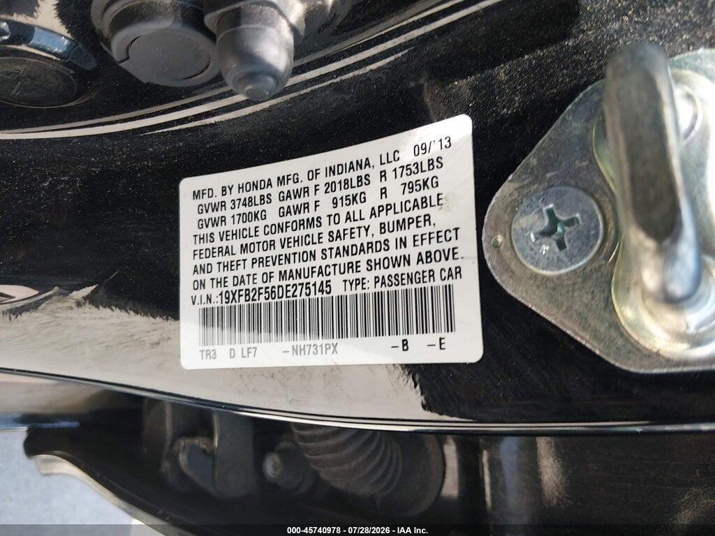 19XFB2F56DE275145 2013 HONDA CIVIC photo no. 9