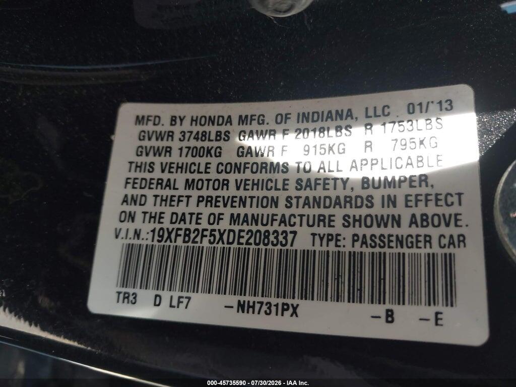 19XFB2F5XDE208337 2013 HONDA CIVIC photo no. 9