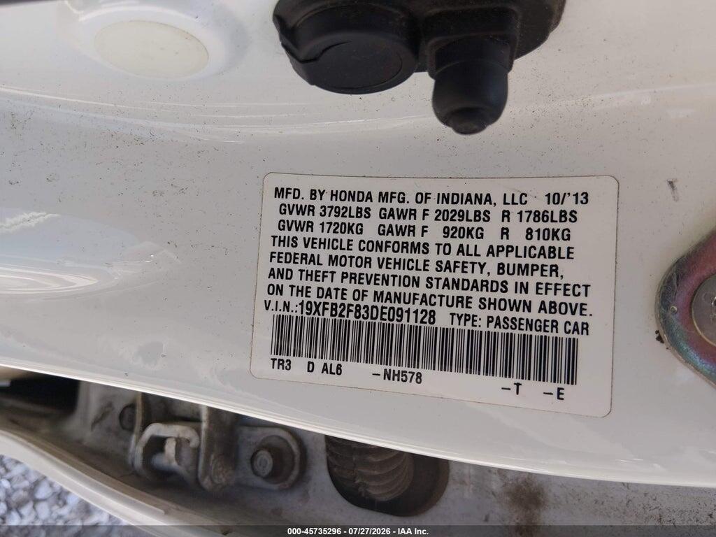 19XFB2F83DE091128 2013 HONDA CIVIC photo no. 8