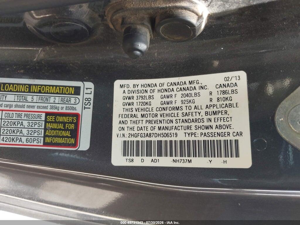 2HGFG3A87DH506519 2013 HONDA CIVIC photo no. 9