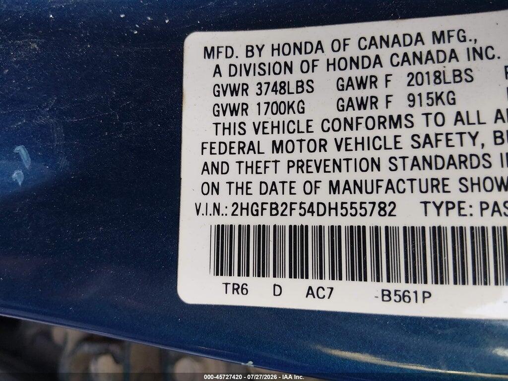 2HGFB2F54DH555782 2013 HONDA CIVIC photo no. 9