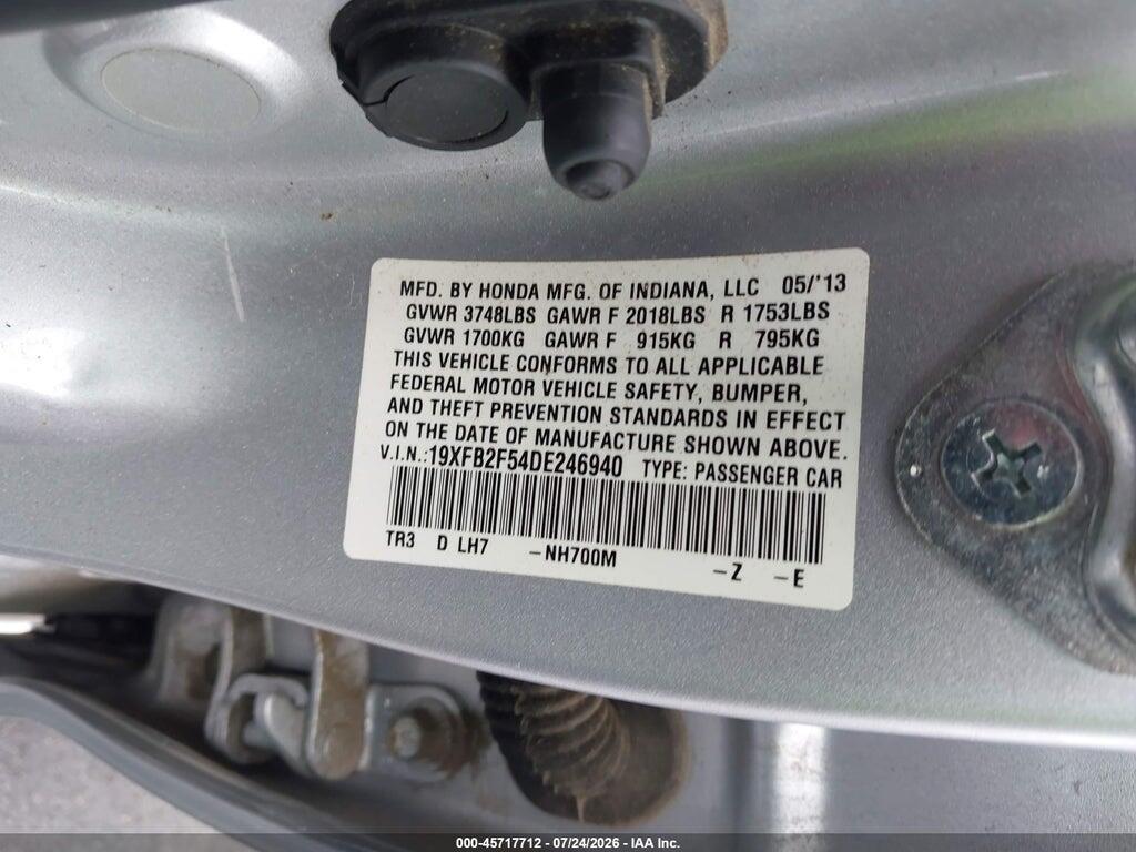 19XFB2F54DE246940 2013 HONDA CIVIC photo no. 9