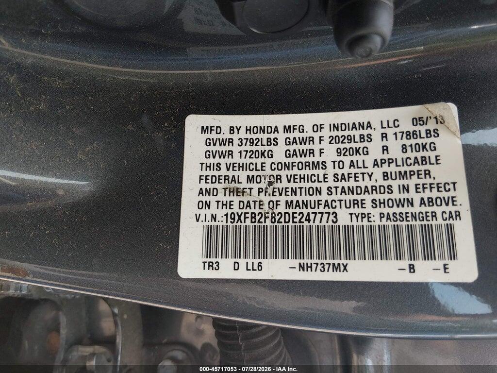 19XFB2F82DE247773 2013 HONDA CIVIC photo no. 9