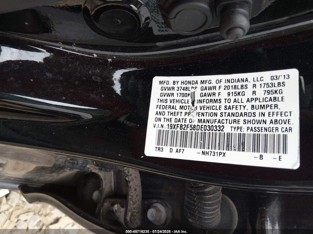 19XFB2F58DE030332 2013 HONDA CIVIC photo no. 9