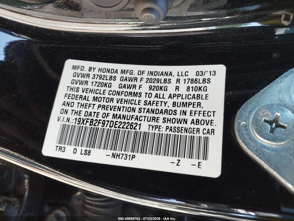 19XFB2F97DE222621 2013 HONDA CIVIC photo no. 9